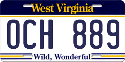 WV license plate OCH889