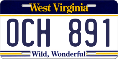WV license plate OCH891