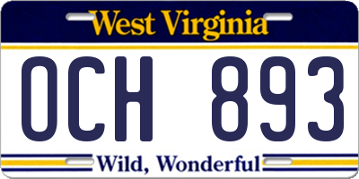 WV license plate OCH893