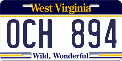 WV license plate OCH894