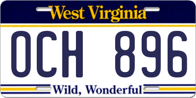 WV license plate OCH896