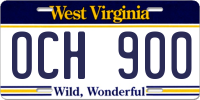 WV license plate OCH900