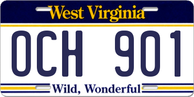 WV license plate OCH901