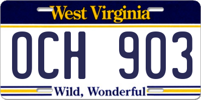 WV license plate OCH903