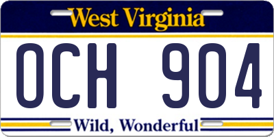 WV license plate OCH904