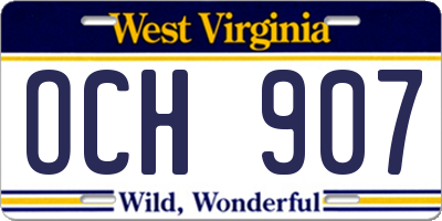 WV license plate OCH907