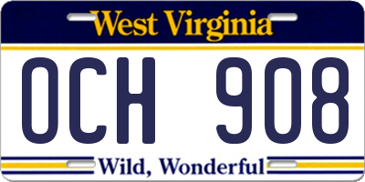WV license plate OCH908