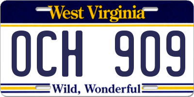 WV license plate OCH909