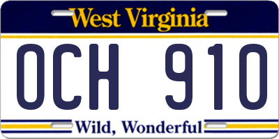 WV license plate OCH910