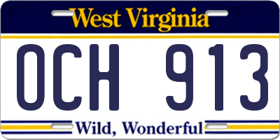 WV license plate OCH913