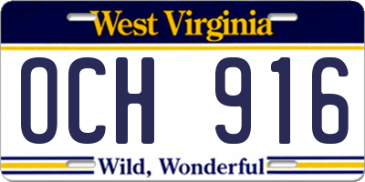 WV license plate OCH916