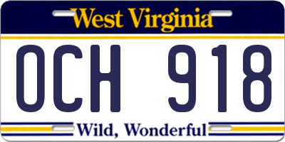 WV license plate OCH918