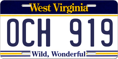 WV license plate OCH919