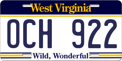 WV license plate OCH922