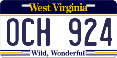 WV license plate OCH924