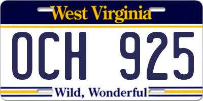 WV license plate OCH925