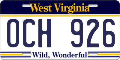 WV license plate OCH926
