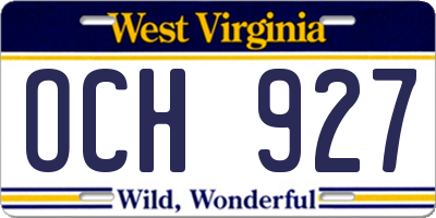 WV license plate OCH927
