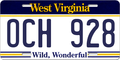 WV license plate OCH928