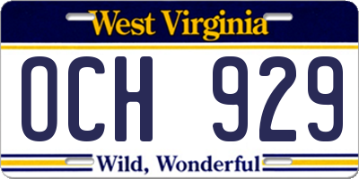 WV license plate OCH929