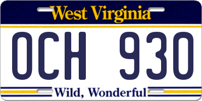 WV license plate OCH930