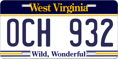 WV license plate OCH932