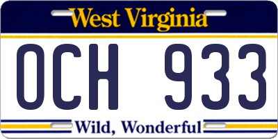 WV license plate OCH933
