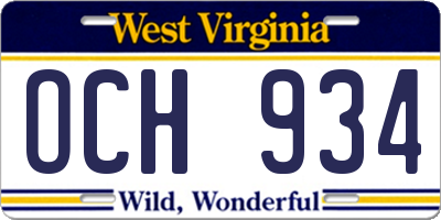 WV license plate OCH934