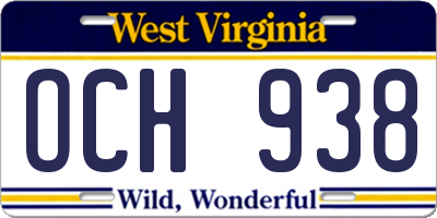 WV license plate OCH938