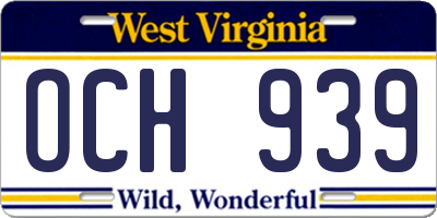 WV license plate OCH939