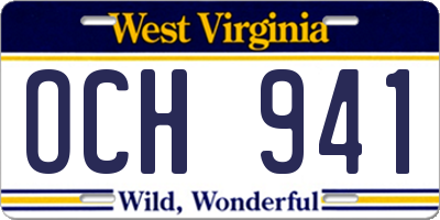 WV license plate OCH941