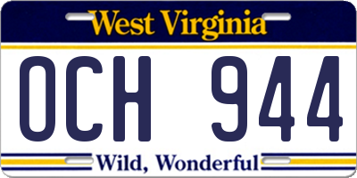 WV license plate OCH944