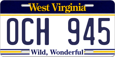 WV license plate OCH945