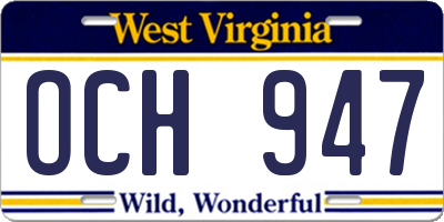 WV license plate OCH947