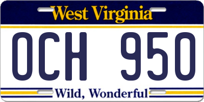 WV license plate OCH950