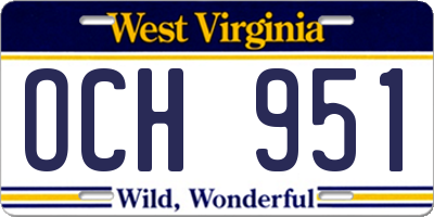 WV license plate OCH951