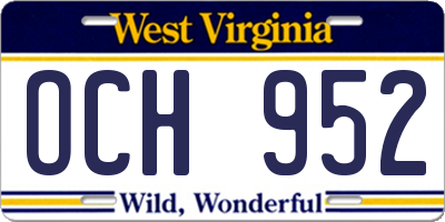 WV license plate OCH952