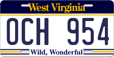 WV license plate OCH954