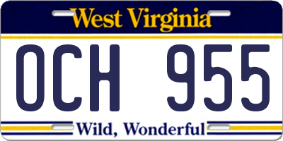 WV license plate OCH955