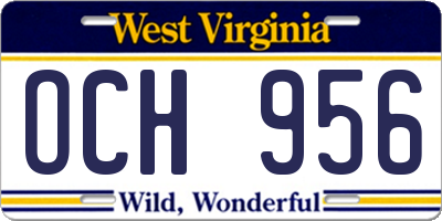 WV license plate OCH956
