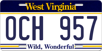 WV license plate OCH957