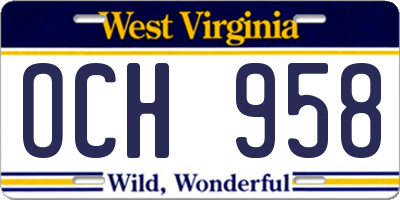 WV license plate OCH958