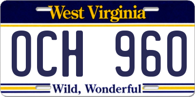 WV license plate OCH960
