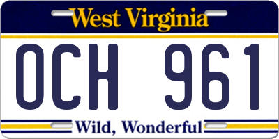 WV license plate OCH961