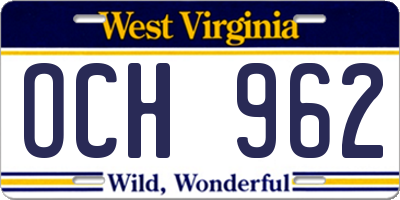 WV license plate OCH962
