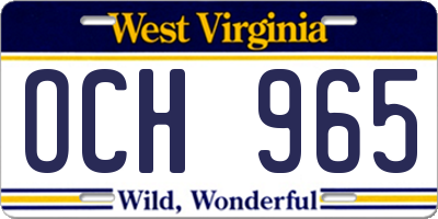 WV license plate OCH965