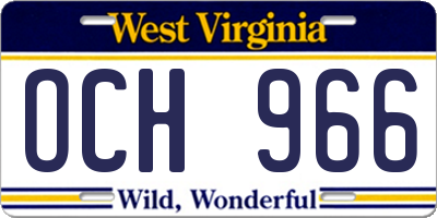 WV license plate OCH966