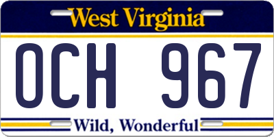 WV license plate OCH967