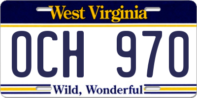 WV license plate OCH970
