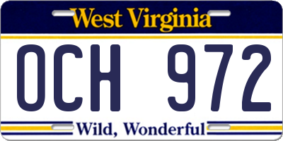 WV license plate OCH972